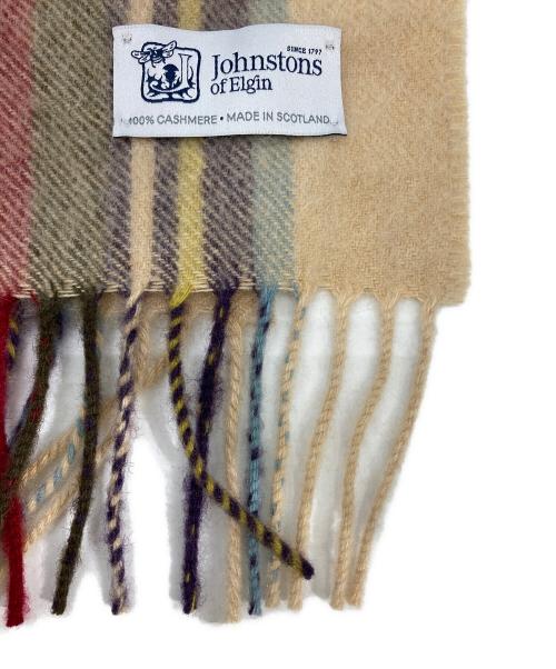 JOHNSTONS OF ELGIN（ジョンストンズ オブ エルガン）JOHNSTONS OF ELGIN (ジョンストンズ オブ エルガン) 大判 カシミヤマフラー レッド×ベージュの古着・服飾アイテム