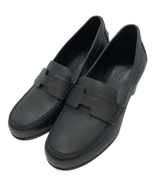 HERMES（エルメス）HERMES (エルメス) アンタンポレル チャンキーヒールパンプス ブラック サイズ:35の古着・服飾アイテム