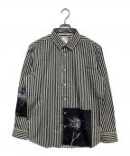 PAUL SMITHポールスミス）の古着「Photo Stripe プリントシャツ」｜ホワイト×ブラック