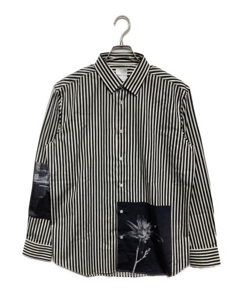 PAUL SMITH（ポールスミス）PAUL SMITH (ポールスミス) Photo Stripe プリントシャツ ホワイト×ブラック サイズ:XLの古着・服飾アイテム