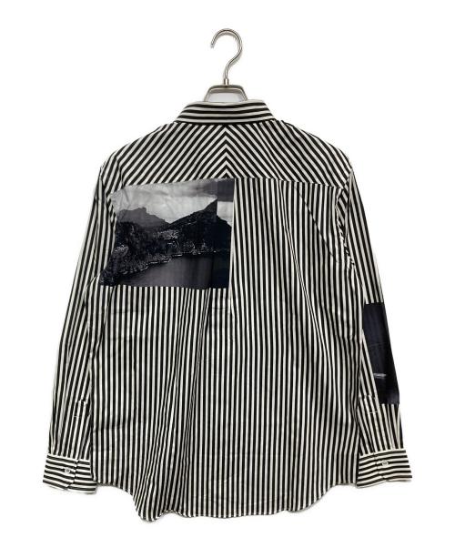 PAUL SMITH（ポールスミス）PAUL SMITH (ポールスミス) Photo Stripe プリントシャツ ホワイト×ブラック サイズ:XLの古着・服飾アイテム