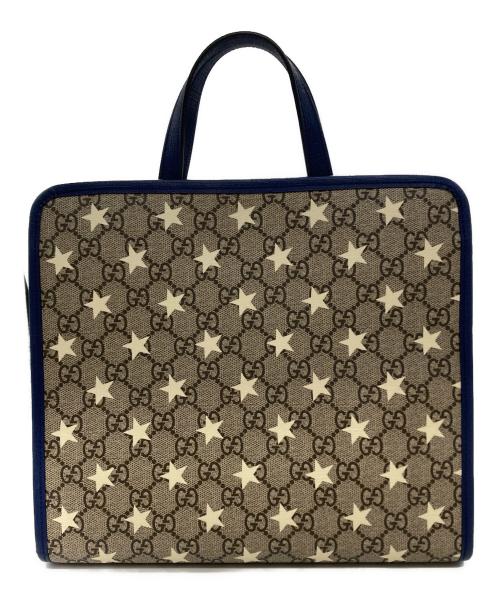GUCCI（グッチ）GUCCI (グッチ) チルドレンズ GG プリント トートバッグ ベージュ×ネイビーの古着・服飾アイテム