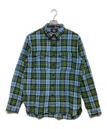 RRL（ダブルアールエル）の古着「チェックワークシャツ」｜ブルー×グリーン