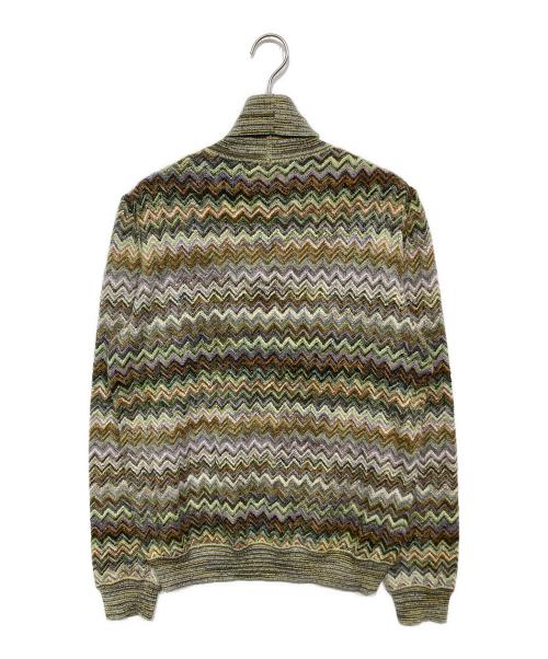 missoni（ミッソーニ）missoni (ミッソーニ) 総柄タートルネックニット グリーン×ブルー サイズ:不明の古着・服飾アイテム