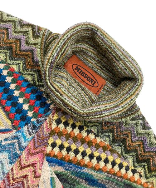 missoni（ミッソーニ）missoni (ミッソーニ) 総柄タートルネックニット グリーン×ブルー サイズ:不明の古着・服飾アイテム
