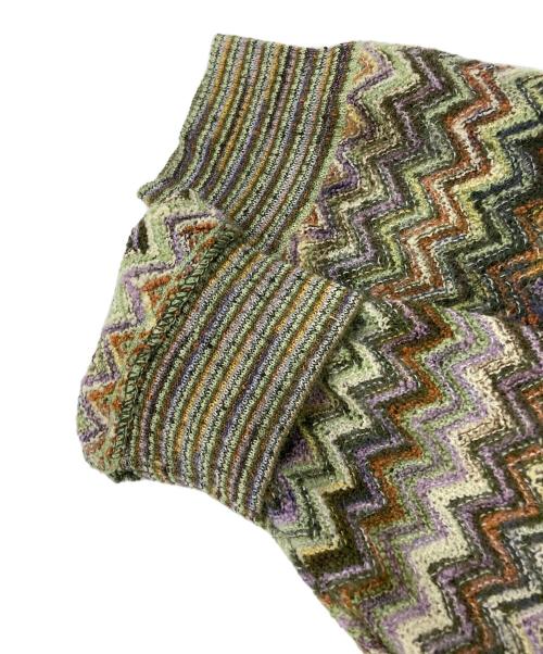 missoni（ミッソーニ）missoni (ミッソーニ) 総柄タートルネックニット グリーン×ブルー サイズ:不明の古着・服飾アイテム