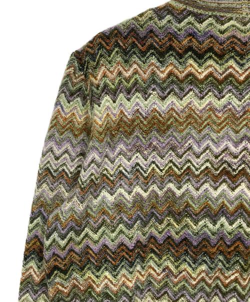 missoni（ミッソーニ）missoni (ミッソーニ) 総柄タートルネックニット グリーン×ブルー サイズ:不明の古着・服飾アイテム