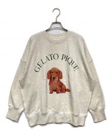 gelato pique（ジェラートピケ）の古着「DOG柄ワンポイント裏毛プルオーバー スウェット」｜ベージュ