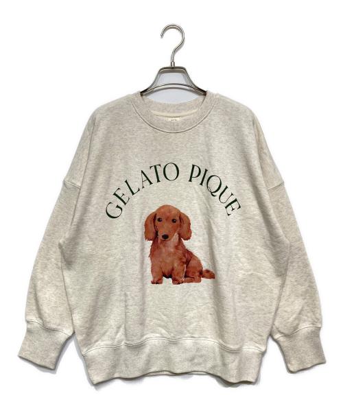 gelato pique（ジェラートピケ）gelato pique (ジェラートピケ) DOG柄ワンポイント裏毛プルオーバー スウェット ベージュ サイズ:F 未使用品の古着・服飾アイテム