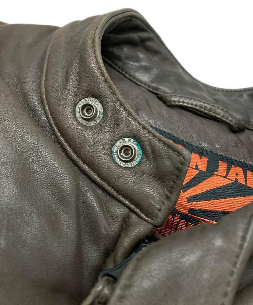 UNION JAP（ユニオンジャップ）UNION JAP (ユニオンジャップ) ラムレザーダウンジャケット ブラウン サイズ:Lの古着・服飾アイテム
