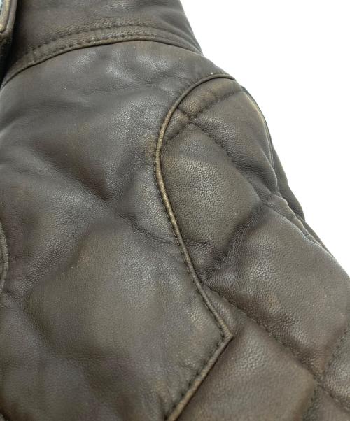 UNION JAP（ユニオンジャップ）UNION JAP (ユニオンジャップ) ラムレザーダウンジャケット ブラウン サイズ:Lの古着・服飾アイテム