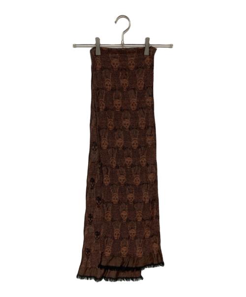 ALEXANDER McQUEEN（アレキサンダーマックイーン）ALEXANDER McQUEEN (アレキサンダーマックイーン) スカル柄ストール ブラウンの古着・服飾アイテム