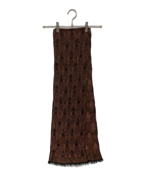 ALEXANDER McQUEEN（アレキサンダーマックイーン）ALEXANDER McQUEEN (アレキサンダーマックイーン) スカル柄ストール ブラウンの古着・服飾アイテム