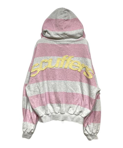 scuffers（スカッファー）scuffers (スカッファー) ボーダーパーカー グレー×ピンク サイズ:Mの古着・服飾アイテム