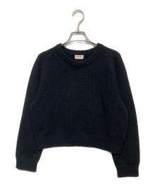 CELINE（セリーヌ）の古着「クルーネッククロップドカシミア ニット」｜ブラック