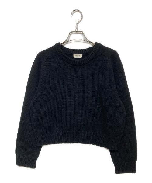 CELINE（セリーヌ）CELINE (セリーヌ) クルーネッククロップドカシミア ニット ブラック サイズ:Sの古着・服飾アイテム