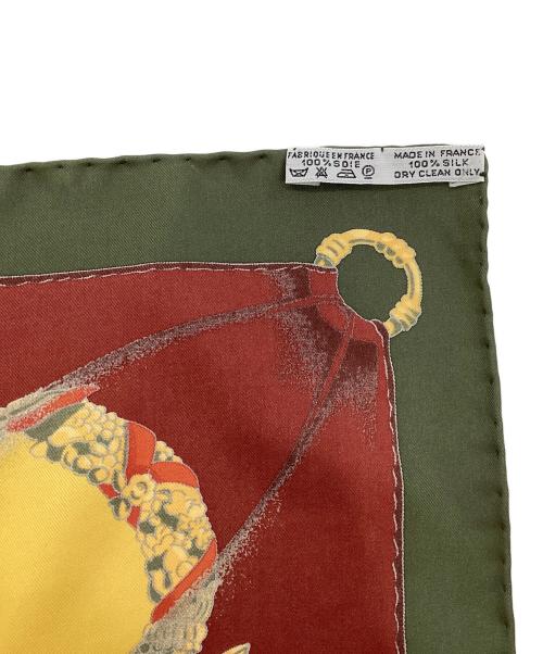HERMES（エルメス）HERMES (エルメス) カレ90 シルクスカーフ オレンジ×グリーンの古着・服飾アイテム