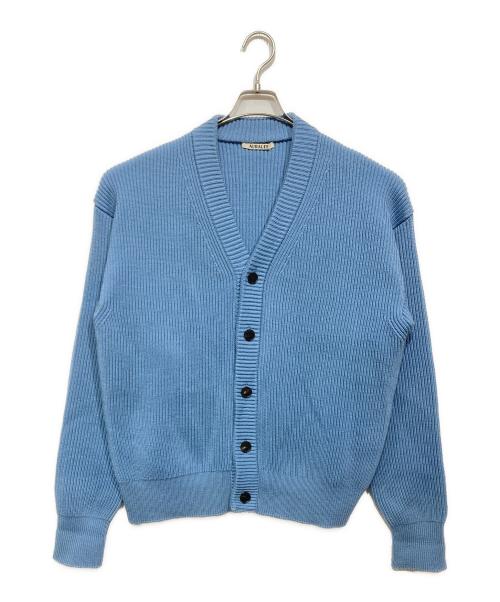AURALEE（オーラリー）AURALEE (オーラリー) FRENCH MERINO RIB KNIT CARDIGAN ブルー サイズ:5の古着・服飾アイテム