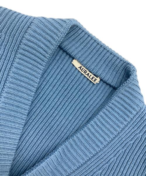 AURALEE（オーラリー）AURALEE (オーラリー) FRENCH MERINO RIB KNIT CARDIGAN ブルー サイズ:5の古着・服飾アイテム