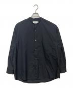 Graphpaperグラフペーパー）の古着「Fine Wool Tropical L/S Oversized Band Collar Shirt」｜ブラック