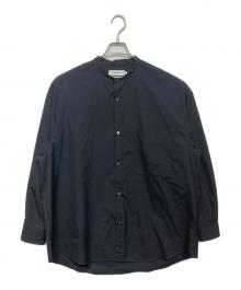 Graphpaper（グラフペーパー）の古着「Fine Wool Tropical L/S Oversized Band Collar Shirt」｜ブラック