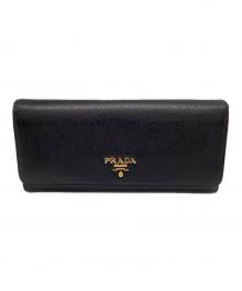 PRADA（プラダ）の古着「サフィアーノ フラップ長財布」｜ブラック