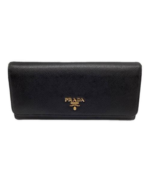 PRADA（プラダ）PRADA (プラダ) サフィアーノ フラップ長財布 ブラックの古着・服飾アイテム