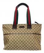 GUCCIグッチ）の古着「ウェビングライン マザーズバッグ」｜ベージュ