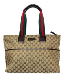 GUCCI（グッチ）の古着「ウェビングライン マザーズバッグ」｜ベージュ