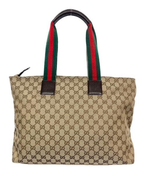 GUCCI（グッチ）GUCCI (グッチ) ウェビングライン マザーズバッグ ベージュの古着・服飾アイテム