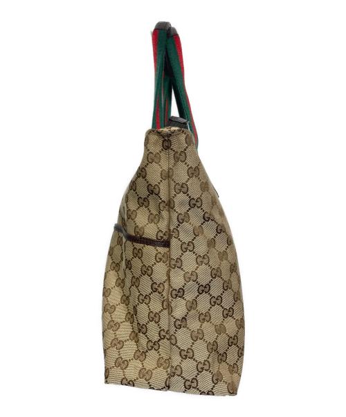 GUCCI（グッチ）GUCCI (グッチ) ウェビングライン マザーズバッグ ベージュの古着・服飾アイテム