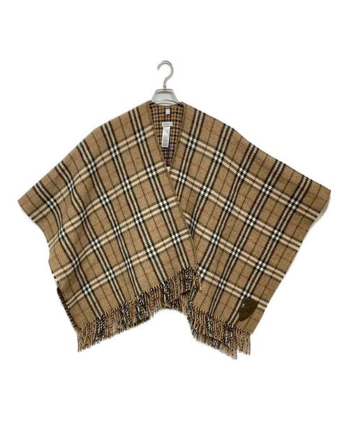 BURBERRY（バーバリー）BURBERRY (バーバリー) エンブロイダリー カシミアブレンド リバーシブル ケープ ブラウン サイズ:130×130 未使用品の古着・服飾アイテム