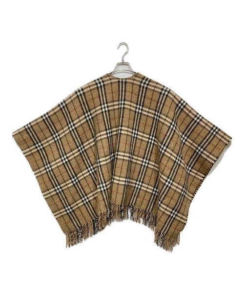 BURBERRY（バーバリー）BURBERRY (バーバリー) エンブロイダリー カシミアブレンド リバーシブル ケープ ブラウン サイズ:130×130 未使用品の古着・服飾アイテム