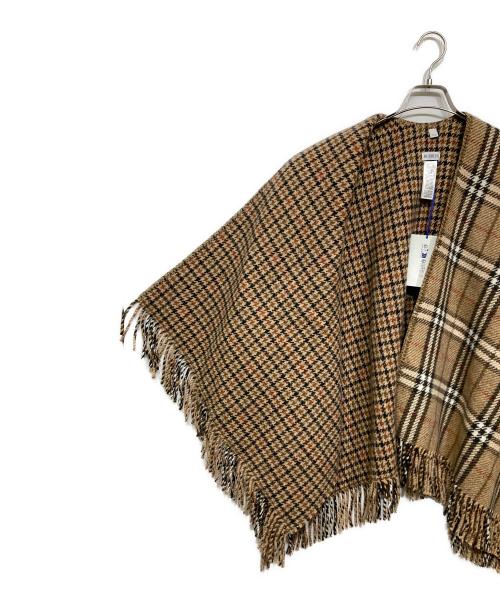 BURBERRY（バーバリー）BURBERRY (バーバリー) エンブロイダリー カシミアブレンド リバーシブル ケープ ブラウン サイズ:130×130 未使用品の古着・服飾アイテム
