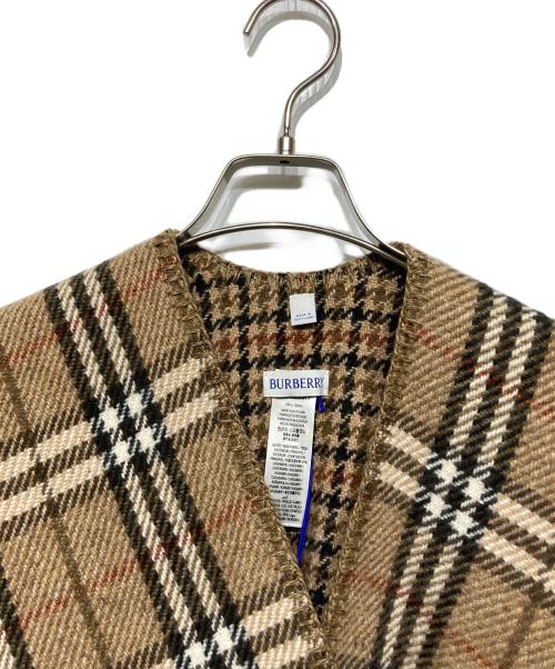 BURBERRY（バーバリー）BURBERRY (バーバリー) エンブロイダリー カシミアブレンド リバーシブル ケープ ブラウン サイズ:130×130 未使用品の古着・服飾アイテム