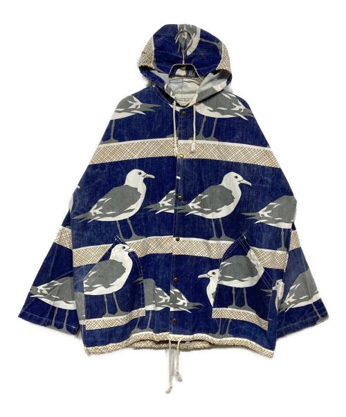 MICHIGAN RAG Co.（ミシガンラグ）MICHIGAN RAG Co. (ミシガンラグ) カモメ柄フーデッドジャケット ネイビー×グレー サイズ:XLの古着・服飾アイテム