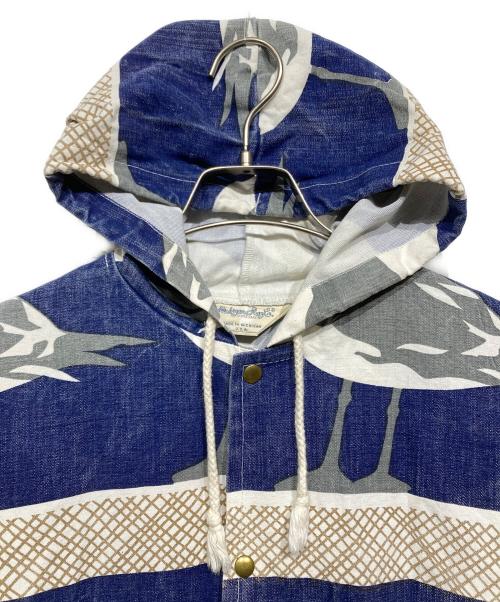 MICHIGAN RAG Co.（ミシガンラグ）MICHIGAN RAG Co. (ミシガンラグ) カモメ柄フーデッドジャケット ネイビー×グレー サイズ:XLの古着・服飾アイテム