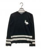BLACK COMME des GARCONSブラックコムデギャルソン）の古着「ウサギプリントボーダーロンT」｜ブラック
