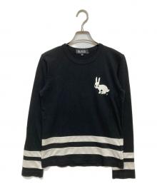 BLACK COMME des GARCONS（ブラックコムデギャルソン）の古着「ウサギプリントボーダーロンT」｜ブラック