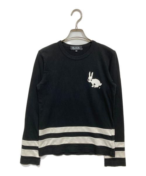 BLACK COMME des GARCONS（ブラックコムデギャルソン）BLACK COMME des GARCONS (ブラックコムデギャルソン) ウサギプリントボーダーロンT ブラック サイズ:Sの古着・服飾アイテム
