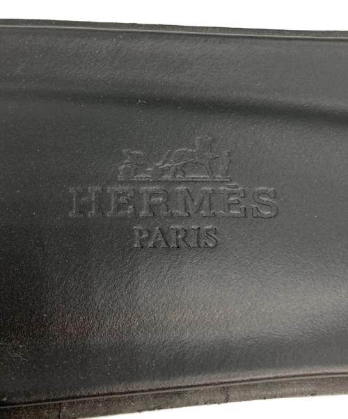 HERMES（エルメス）HERMES (エルメス) Oran Hロゴ ベロア サンダル グリーン×ブラック サイズ:38の古着・服飾アイテム