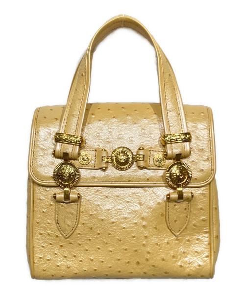 GIANNI VERSACE（ジャンニ・ヴェルサーチ）GIANNI VERSACE (ジャンニ・ヴェルサーチ) オーストリッチ型押しミニハンドバッグ イエローの古着・服飾アイテム