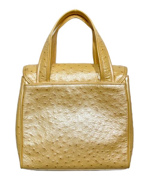 GIANNI VERSACE（ジャンニ・ヴェルサーチ）GIANNI VERSACE (ジャンニ・ヴェルサーチ) オーストリッチ型押しミニハンドバッグ イエローの古着・服飾アイテム