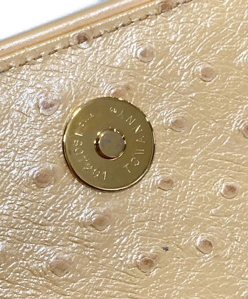 GIANNI VERSACE（ジャンニ・ヴェルサーチ）GIANNI VERSACE (ジャンニ・ヴェルサーチ) オーストリッチ型押しミニハンドバッグ イエローの古着・服飾アイテム