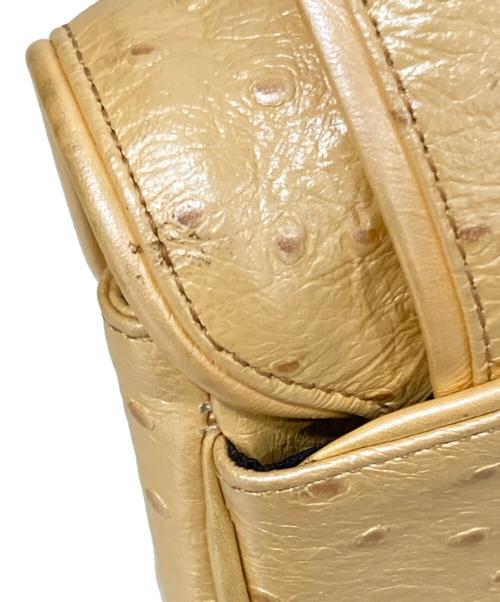 GIANNI VERSACE（ジャンニ・ヴェルサーチ）GIANNI VERSACE (ジャンニ・ヴェルサーチ) オーストリッチ型押しミニハンドバッグ イエローの古着・服飾アイテム