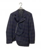 COMME des GARCONS HOMME DEUXコムデギャルソン オム ドゥ）の古着「チェックジップアップジャケット」｜ネイビー×ブラウン