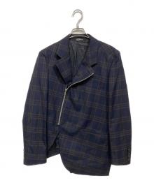 COMME des GARCONS HOMME DEUX（コムデギャルソン オム ドゥ）の古着「チェックジップアップジャケット」｜ネイビー×ブラウン