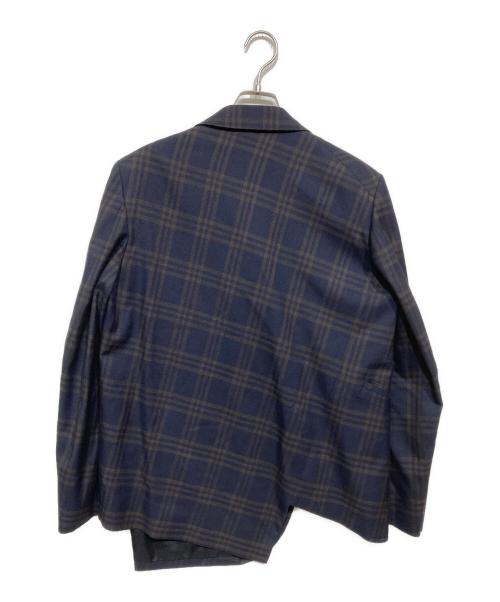COMME des GARCONS HOMME DEUX（コムデギャルソン オム ドゥ）COMME des GARCONS HOMME DEUX (コムデギャルソン オム ドゥ) チェックジップアップジャケット ネイビー×ブラウン サイズ:Sの古着・服飾アイテム