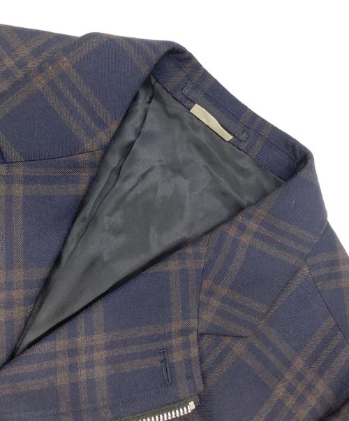 COMME des GARCONS HOMME DEUX（コムデギャルソン オム ドゥ）COMME des GARCONS HOMME DEUX (コムデギャルソン オム ドゥ) チェックジップアップジャケット ネイビー×ブラウン サイズ:Sの古着・服飾アイテム