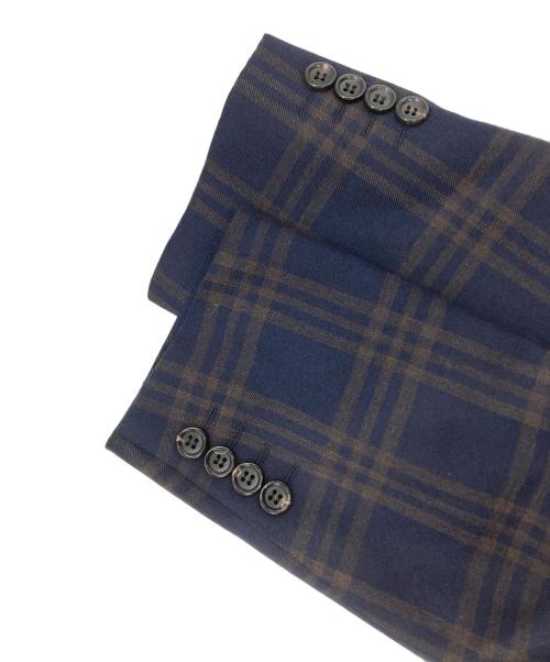 COMME des GARCONS HOMME DEUX（コムデギャルソン オム ドゥ）COMME des GARCONS HOMME DEUX (コムデギャルソン オム ドゥ) チェックジップアップジャケット ネイビー×ブラウン サイズ:Sの古着・服飾アイテム